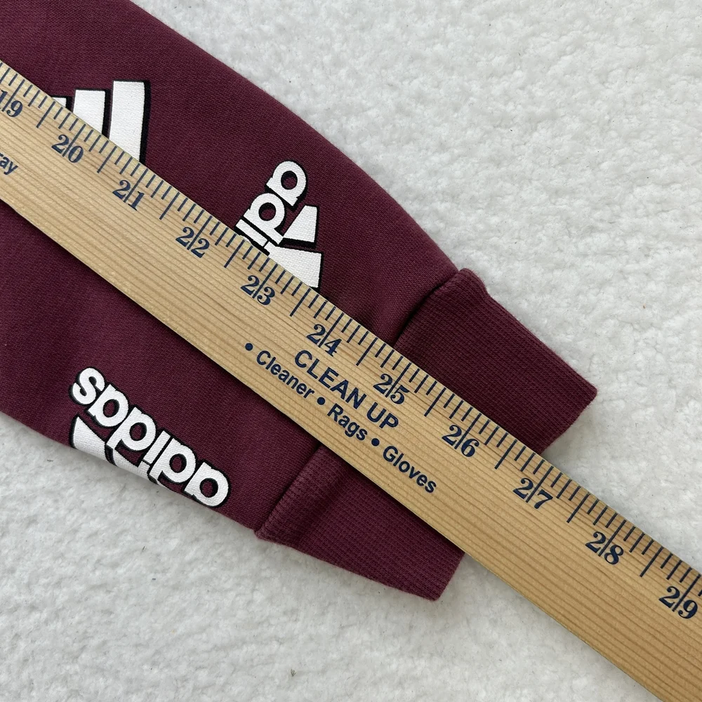 Adidas Hoodie Mens Medium All Over Logo Maroon Pullover Sweatshirt Streetwear